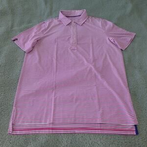RLX Ralph Lauren Shirt Mens Large Golf Polo Striped Pink Performance Wicking